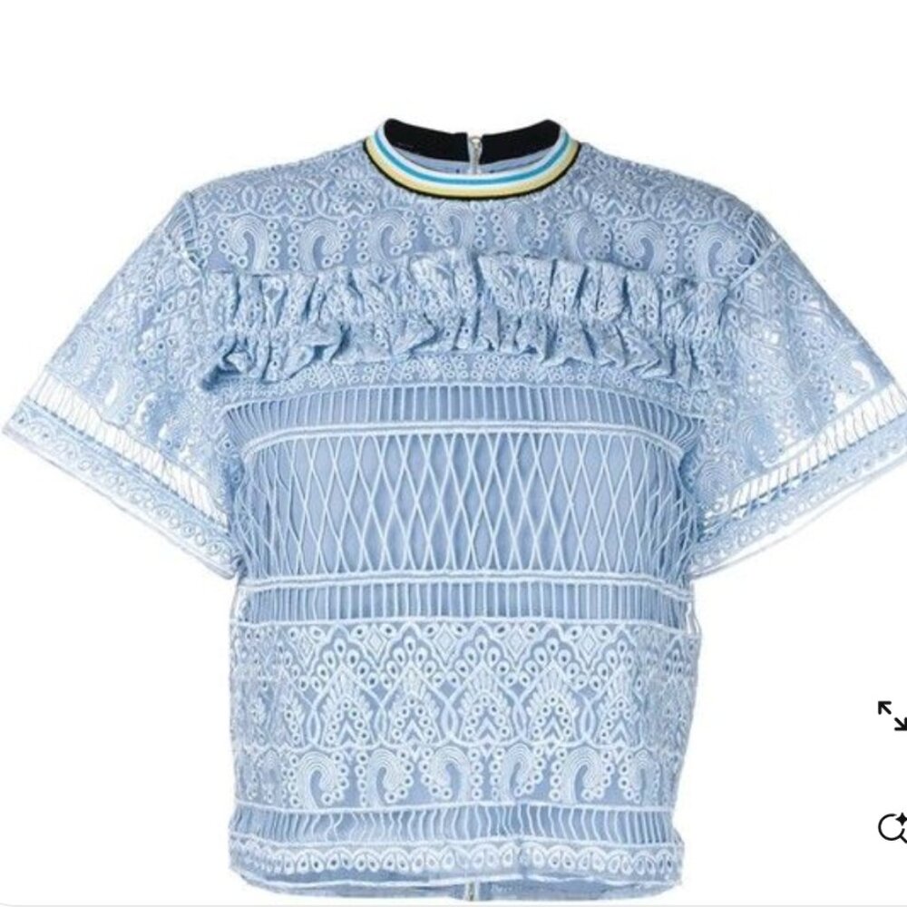 House of Holland Blue Lace Ruffle Top Size 4